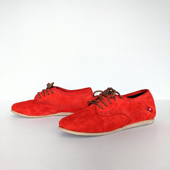 🇨🇦 🇪🇹 Oliberte Eloka Red Suede Loafer Fair Trade - Picture 3 of 12